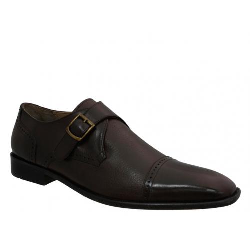Giorgio Brutini "Langdon" Brown Leather Shoes With Single Monkstraps 24907